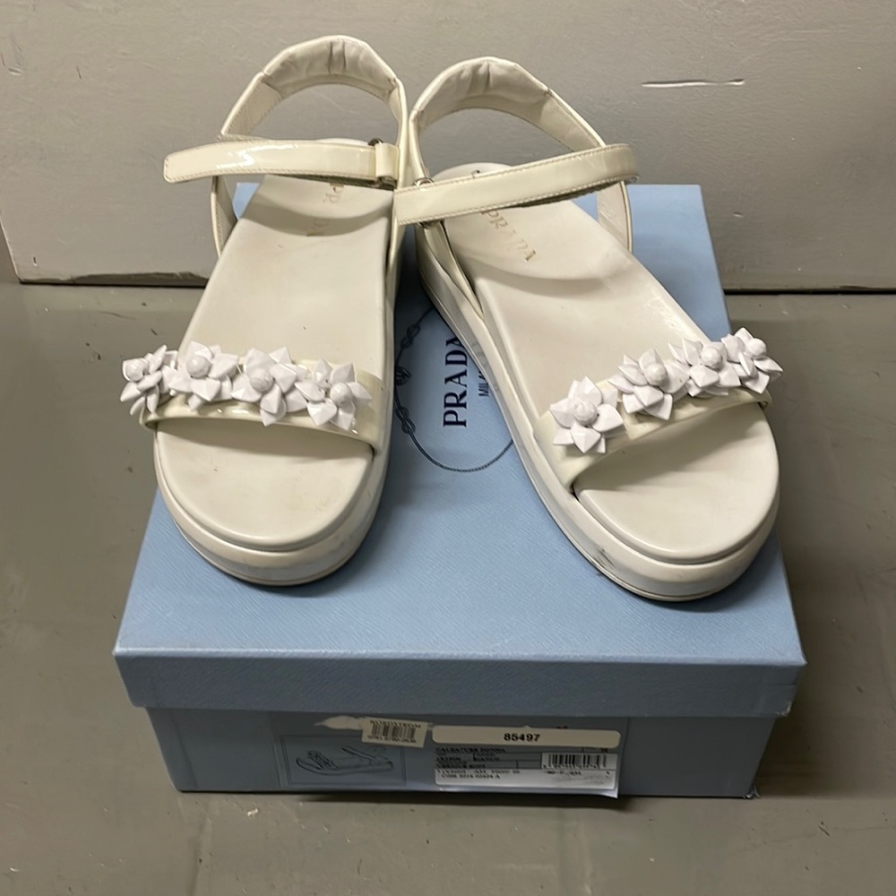 Prada white "Calzature Donna" Sandals